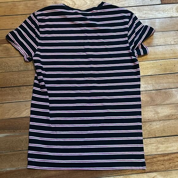 H&M Women’s Dark navy pink and white striped scoop neck tshirt size s - Picture 7 of 7